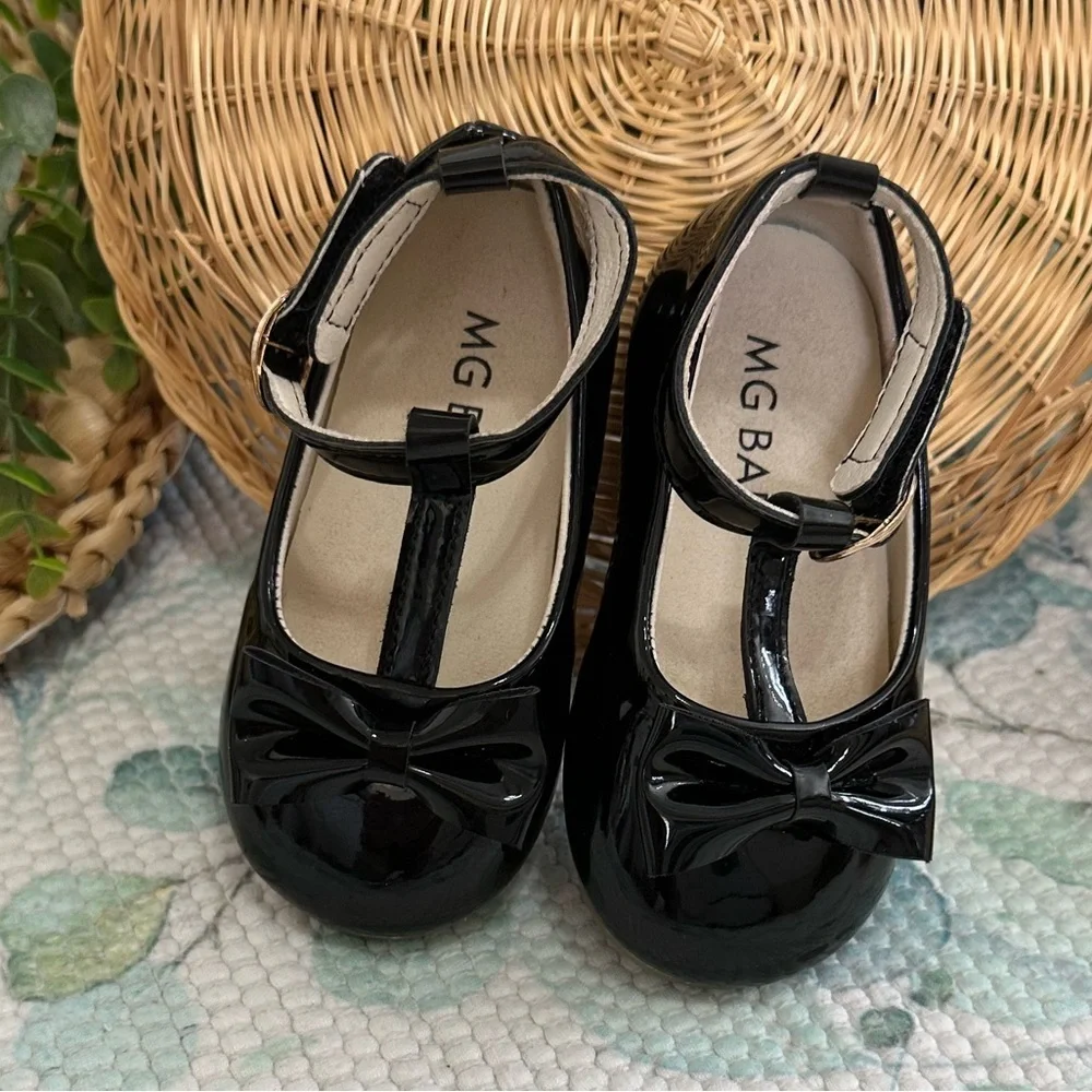 MG Baby Toddler Girl’s Black Bow Knot Mary Jane Dress Shoes Size 6